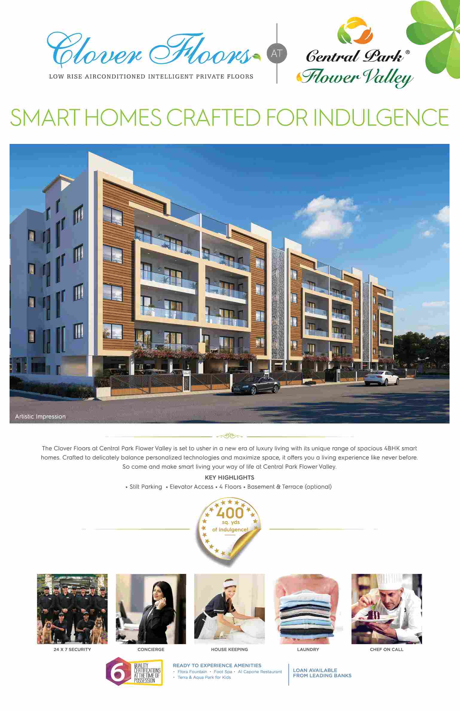 Smart homes crafted for indulgence at Central Park Clover Floors in Sector 33, Gurgaon